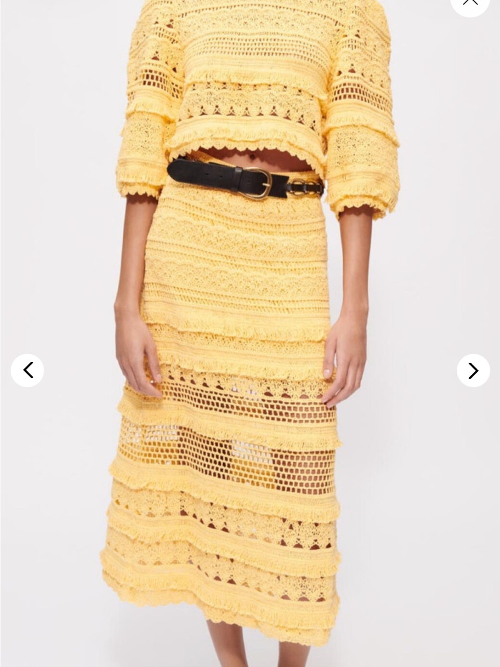 Maje Yellow Crochet 2-Piece Set
Top size 1 + skirt size 36